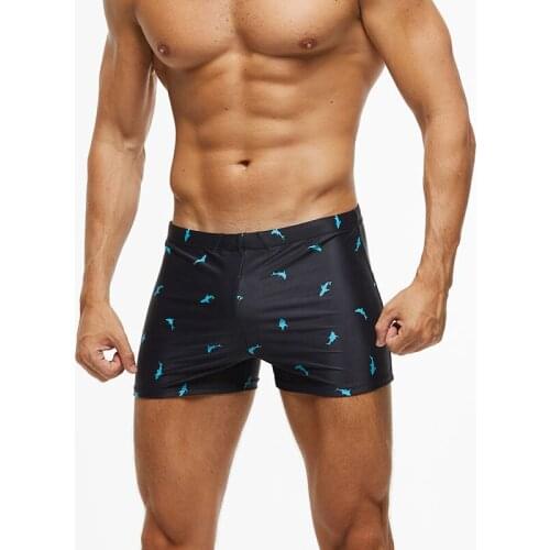 A340 new men fish print swimwear sunga board surfing shorts swim trunk boxer briefs men swimwear sexy pool swim shorts bikinis