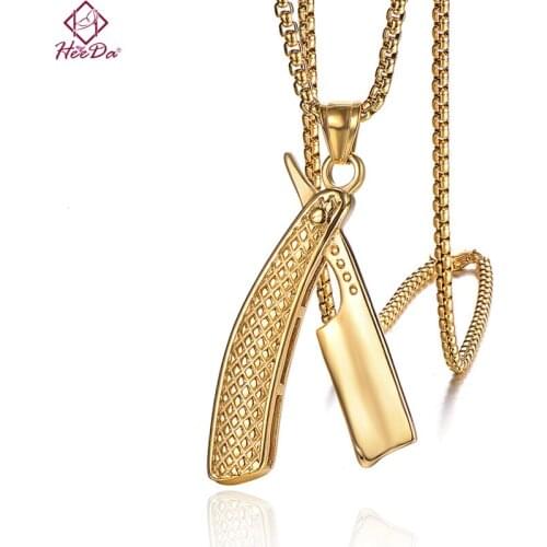 Men Fun Titanium Steel Shaver Pendant Necklaces Kpop Fashion Rock Punk Mens Necklace 2019 New Joker Personality Gold Jewelry