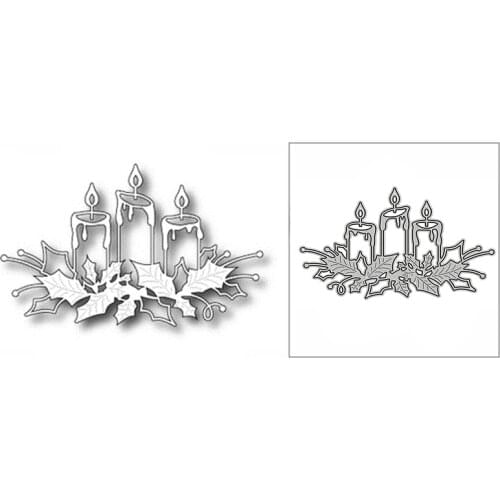 New Christmas Short Candle Holly Leaves 2020 Metal Cutting Dies for Scrapbooking Decor and Card Making Embossing Craft No Stamps