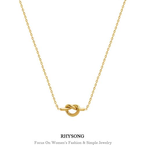 Titanium With 18K Jewelry Retro Modern Rope Hollow Love Knotted Sweet Pendants Necklace Gold Clavicle Chain For Women XL201