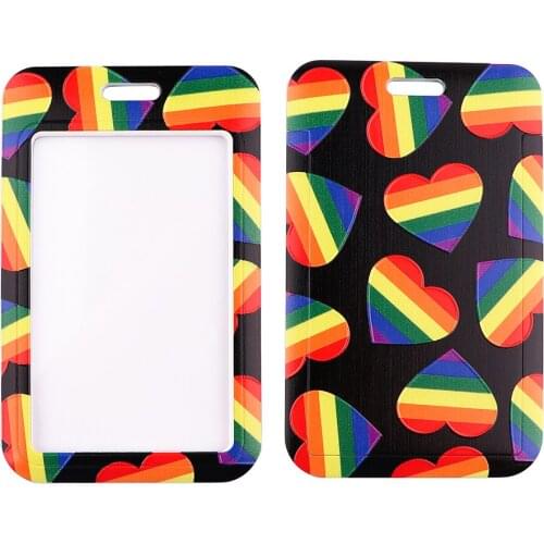 PC3269 Rainbow Gay Love Heart-shaped Neck Strap Lanyard For Keys ID Card Gym Mobile Phone Straps USB Badge Holder DIY Hang Rope