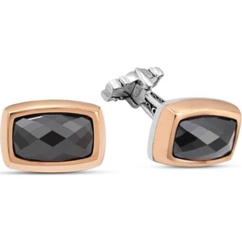 Silver Black Zircon Stone Cufflinks