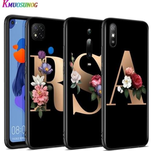 Silicone Cover Letter Alphabet Flowers For Xiaomi Redmi 9T 9 9C 9A 9AT 9i 8 8A 7 6 Pro 7A 6A 5 5A 4X Plus Phone Case