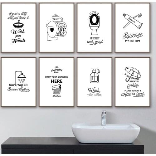 Modern minimalist creative bathroom toilet Wall Art Canvas Painting Nordic Posters And Print Wall Pictures For Living Room Decor