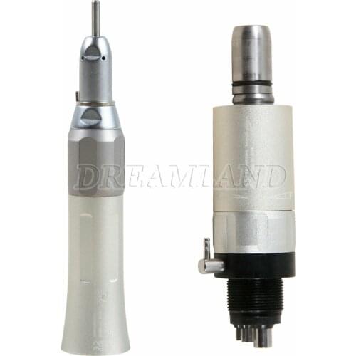 Dental Low Speed Stainless Steel Straight Nosecone+ Air Motor Handpiece Slow Fit NSK 4-Hole 1:1 Direct Drive