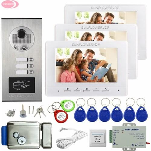 2-6 Apartment Door Intercoms video intercom 7'' Monitors Video Intercom For a Private House Intercom With Electronic Door Lock