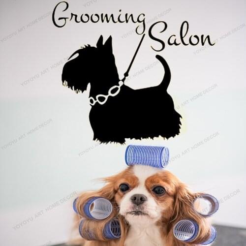 Pet Grooming Salon Wall Sticker Pets Shop Interior Design Vinyl Window Decals Pets Dog Care Shop Art Wall Murals Poster WQ47