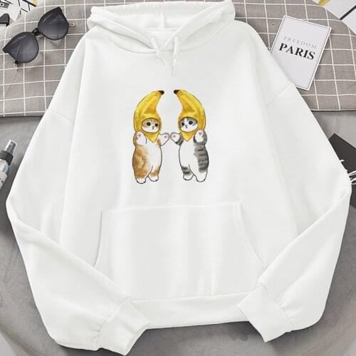 Female Warm Hoodies Lady New Autumn Tops Sweatshirts Winter Womens Funny Cat Printing Thin fleece Hooded Hoodies Female Clothes
