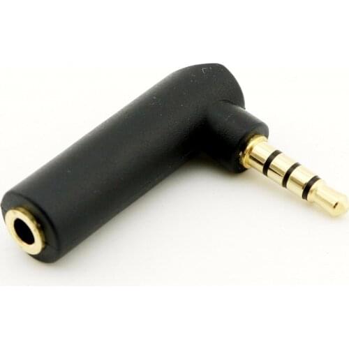 1pcs 3.5mm 4 Pole Right Angle Male To 4 Pole Female Audio Stereo Adapter Converter Connectors
