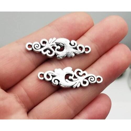 15pcs/lot--36x11mm, flower chams, Antique silver plated flower connector charms,DIY supplies, Jewelry accessories