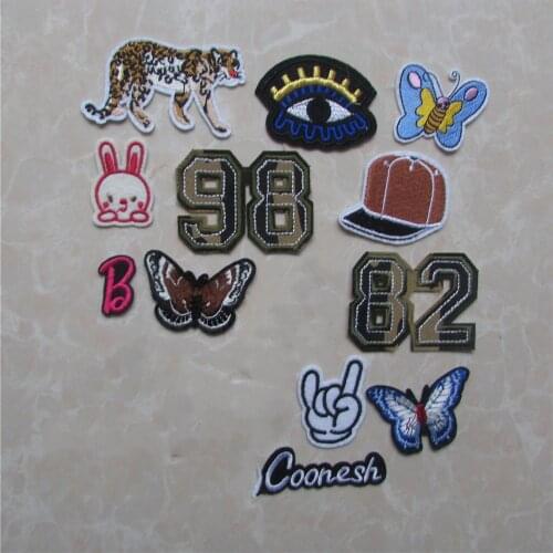 16Pcs Mixed Cheap Embroidered Cartoon leopard Patches For Clothes Stickers Iron On Applique Patch Badge For Clothing Accessories