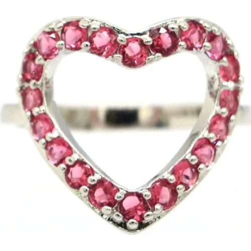 16x15mm 2021 Delicate Fine Cut Created Raspberry Rhodolite Garnet Cubic Zircon Fine Jewelry Silver Rings