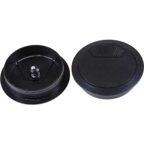 2PCS/set 60mm Computer Desk Grommet Table Cable Outlet Port Surface Wire Hole Cover Durable Black