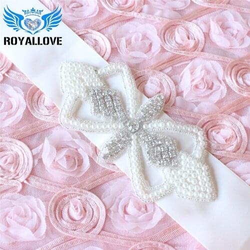 30Pcs Cute pearl Silver Cheap rhinestone applique embroidered fashion beaded belts trimmings for bridal dresses Headband Patch