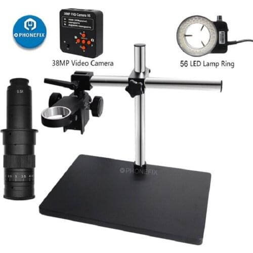 38MP HDMI USB Video Microscope Camera Adjustable Focusing Bracket Focusing Holder Table Stand 50mm Phone PCB Watch Repair Kit