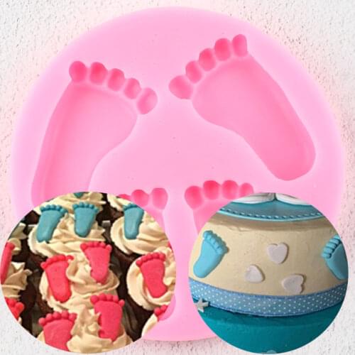3D Baby Feet Silicone Molds DIY Foot Cupcake Topper Fondant Cake Decorating Tools Candy Resin Clay Chocolate Gumpaste Mould