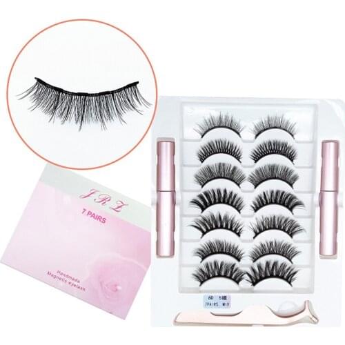 7 Pairs Eye Lashes Magnetic Eyelashes and Eyeliner Set Liquid False Eyeliner&Magnetic False Eyelashes & Tweezer Set Wat
