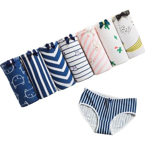 7 Pcs/lot Cotton Underwear Women Sexy Panties Printed Briefs Transparent Underpant Calcinhas Girls Panty Seamless Ladies Panties