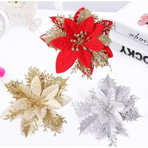 Christmas Decoration Accessories Leaf Flower DIY Handmade Gift Xmas Tree Decor Garland Rattan Artificial Flower
