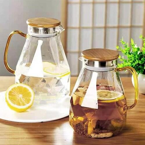 Diamond Glass Tea Set Teapot Hot Cold Water Jug Transparent CoffeePotKettleWater Bottle JarCarafe Heat-Resistant Teapot Set Free