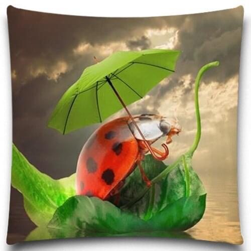 Ladybug with an umbrella Cushion Cover For Sofa Decorative Throw Pillow Covers