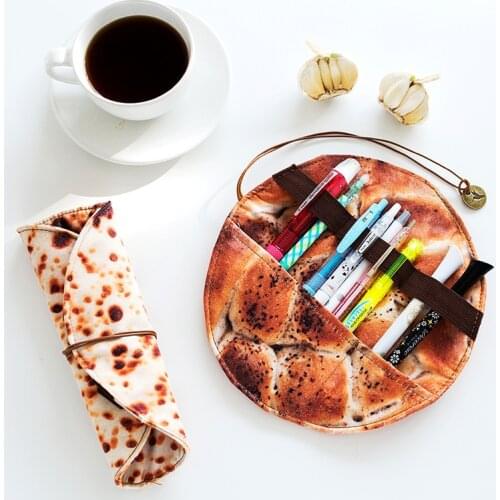 Fun pizza cute pencil case simulation pancake pencil curtain School Pencil Cases Kawaii pen case for student stationery bag pen