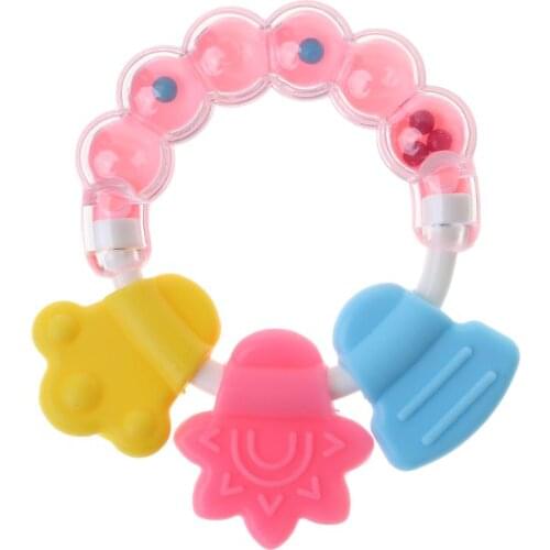 Baby Teether Bell Toys Silicone Shake Sound Educational Rattle Jingle Teething