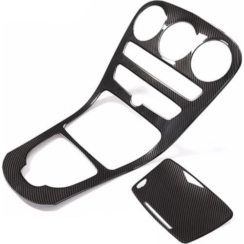 For Mercedes-Benz C-Class W205 GLC X253 Car Center Console Panel Decoration ABS Carbon Fiber Sticker (with Clock)
