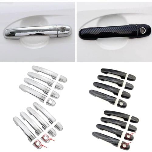 For Toyota Vios Yaris Vitz Carbon Fiber Color Exterior Modify Refit Chrome Door Handle Cover Decoration Trim Protection Sticker