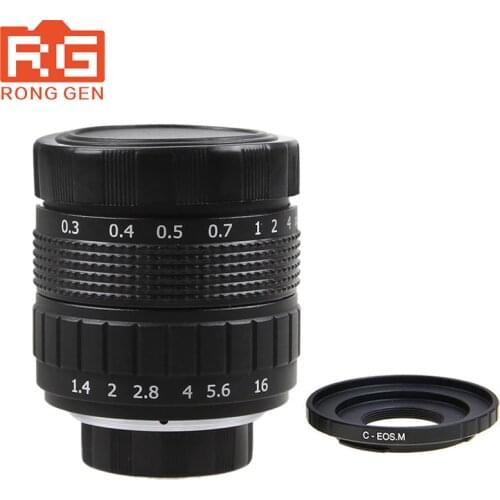 Fujian 50mm F1.4 CCTV TV Camera Lens + C- Macro Ring Camera For Canon EOS M2 M3 M5 M6 M10