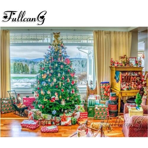 FULLCANG 5d diy diamond painting christmas tree diamond embroidery sale mosaic full square/round drill hobby home decor FC518