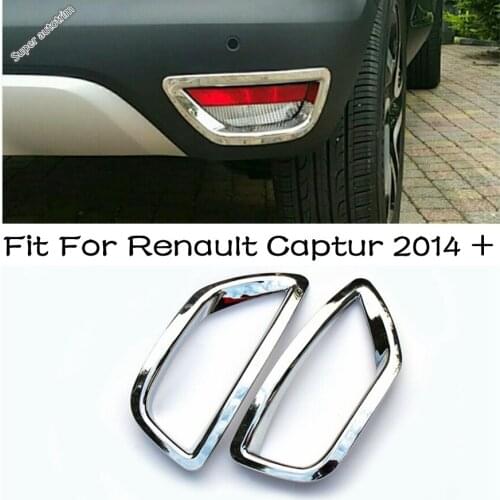 Lapetus Chrome Rear Bumper Fog Light Lamp Cover Sticker Decoration Trim 2PCS For Renault Captur 2014 2015 2016 ABS Accessories