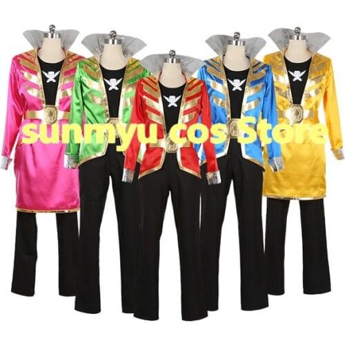 Kaizoku Sentai Gokaiger Gokai Red Green Blue Pink Yellow Cosplay Costume Custom Size Halloween Wholesale