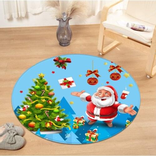 Christmas Round Carpet Computer Chair cushion Kids Room Carpet for Living Room Bedside Mat 3D Bedroom Floor Decoration Rug