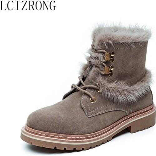 LCIZRONG Winter New Matte Leather Boots Women Warm and Velvet Flat European and American Style Fashion Womens Boots
