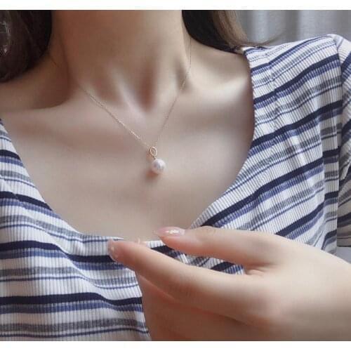 MADALENA SARARA 10-11mm Freshwater Pearl Necklace Natural White Pearl O shape Pendant Necklace 18K Gold Luxury Women Jewelry