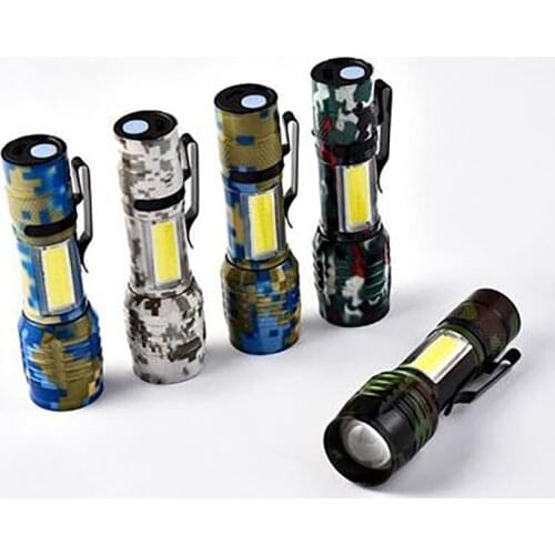 New Retractable Mini Lamp with Side Light USB Charging Aluminum Flashlight Household Outdoor Ultra-bright Long-range Night Lamps