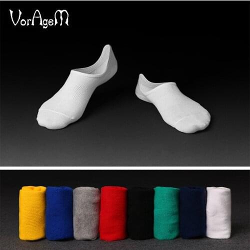 VORAGEM Mans High Quality Brand Pure Color Socks Men Invisible Spring Cotton Socks Boat 5pairs=1lot