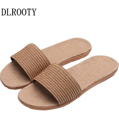 Men Slippers Sandals Flip Flops 2019 New Summer Fashion Breathable Hemp Non-slip Shoes Man Home Slides Solid Casual Male