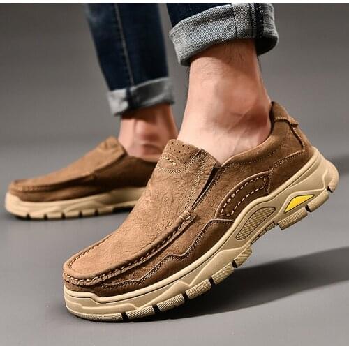 Men Shoes Genuine Leather Flats Men Loafers High Quality Outdoor Men Sneakers Rubber Male Casual Shoes