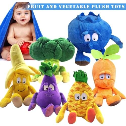 1 Pcs Fruit & Vegetables Soft Plush Toys 9 Styles Blueberry Starwberry Eggplant Stuffed Doll Cute Gift for Children Kids NSV775