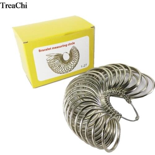 US Size 1-27 Metal Bangle Measuring Circles Convient Watch Bracelet Bangle Size Gauge Round Metal Measuring Bracelet Sizer Tool