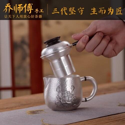 Joe teacher manual silver teapot fine silver 999 silver pot kettle multi-functional public fair cup silver cup)