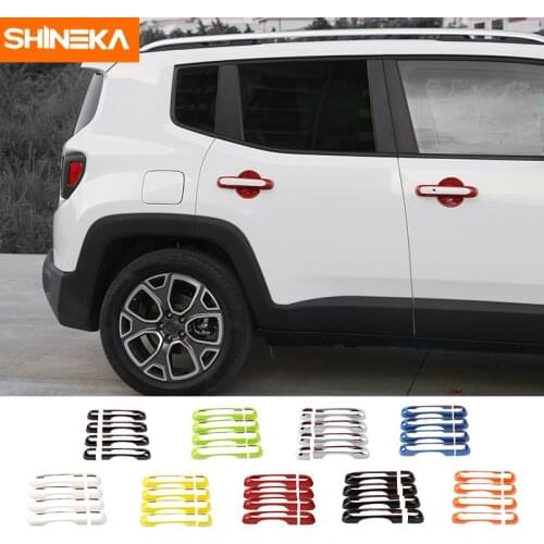 SHINEKA Car Styling Door Handle Bowl Decorative Cover Trim Frame Strip Sticker for Jeep Renegade 2015-2016 Car Accessories