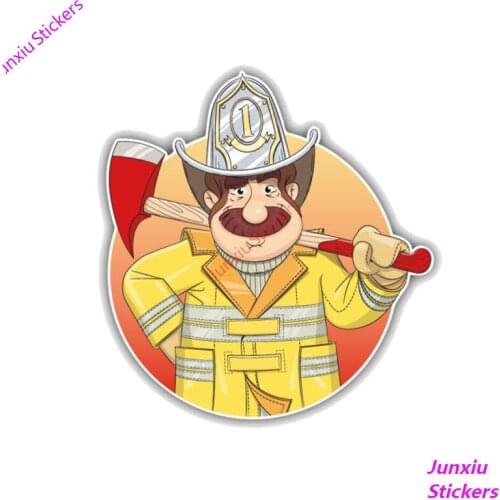 Reflective Fireman Cartoon Vinyl Cover Scratches Color Car-Sticker Decals Bumper Window Bodywork Car Interior KK13*12cm