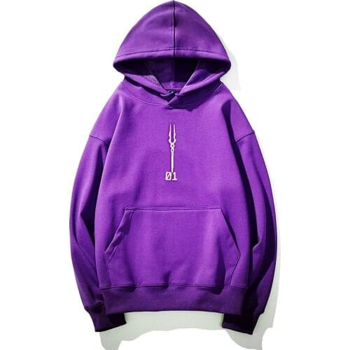 Evangelion Shogoki EVA 01 Spear of Longinus Embroidery Sweatshirt Purple Casual Pullovers Autumn Winter Streetwear Clothes
