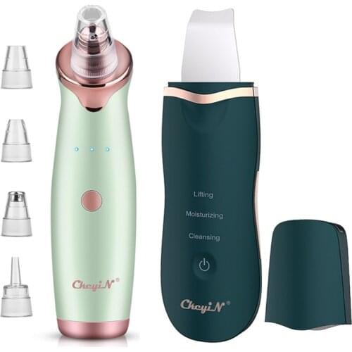 Facial Pore Deep Cleansing Kit Ultrasonic Skin Scrubber Wrinkle Removal Ionic Scraper Professional Acne Blackhead Remover Vacuum