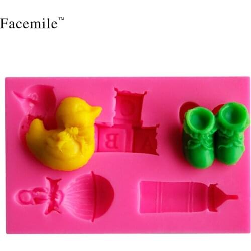 Duck Bottle Shoes Baby Series 3D Silicone Mold Fondant Cake Cupcake Decorating Tools Clay Resin Candy Super Sculpey