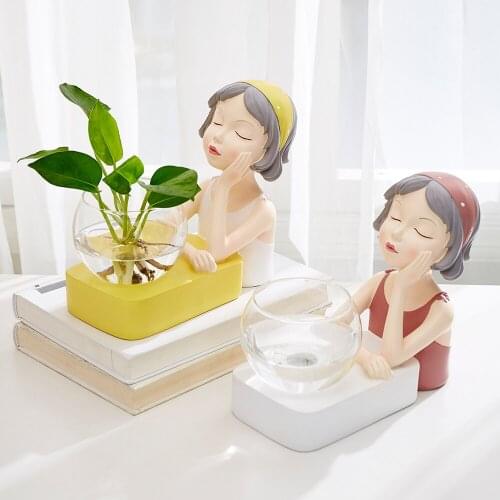 Vase Color Girl Resin Character Model Countertop Small Decoration Flower Vase Home Decoration Nordic Style Home Decor