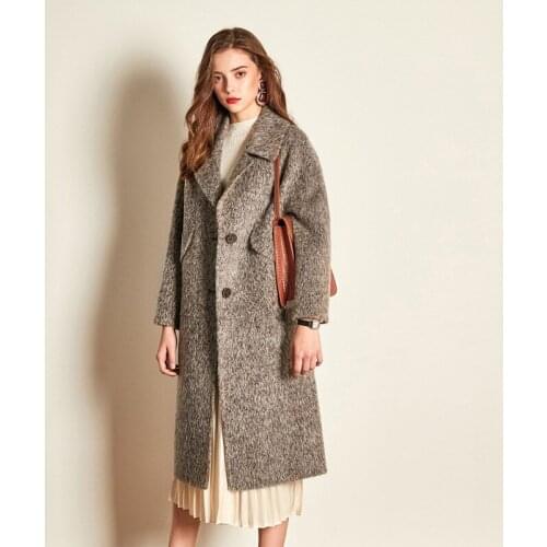 Women s winter coat middle grey Double sided wool cashmere outwear 2019 autumn plus size ladies fashion coats jackets long